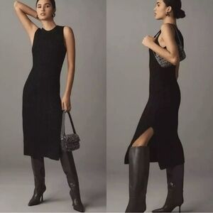 NWT PAIGE Marium Knit Mid dress in black sparkle Size Small